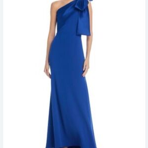 Aqua Royal Blue One-Shoulder Dress